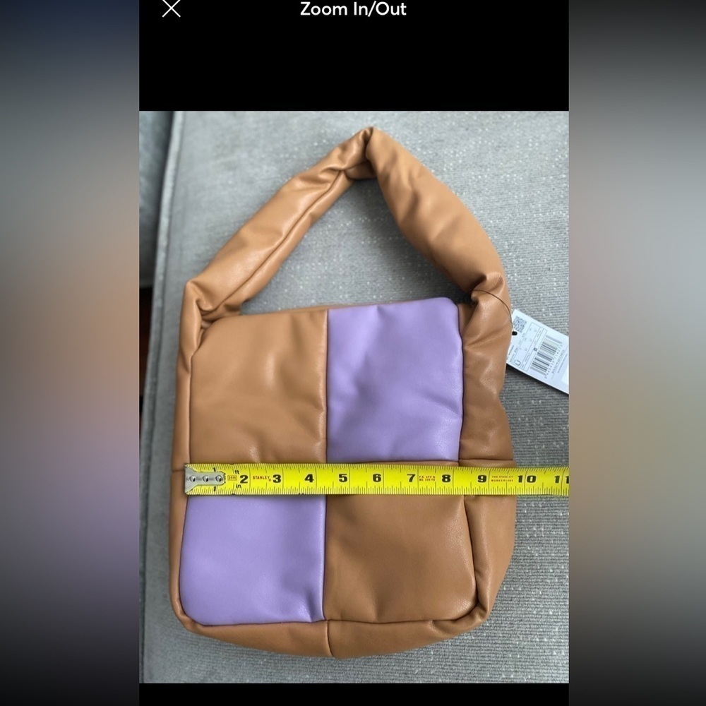 Mango Brown Purple Square Colorblock Bag Y2K Boho Hippie Shoulder Bag - Picture 8 of 8